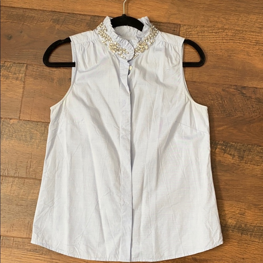 J. Crew blue gem button down top sz 4